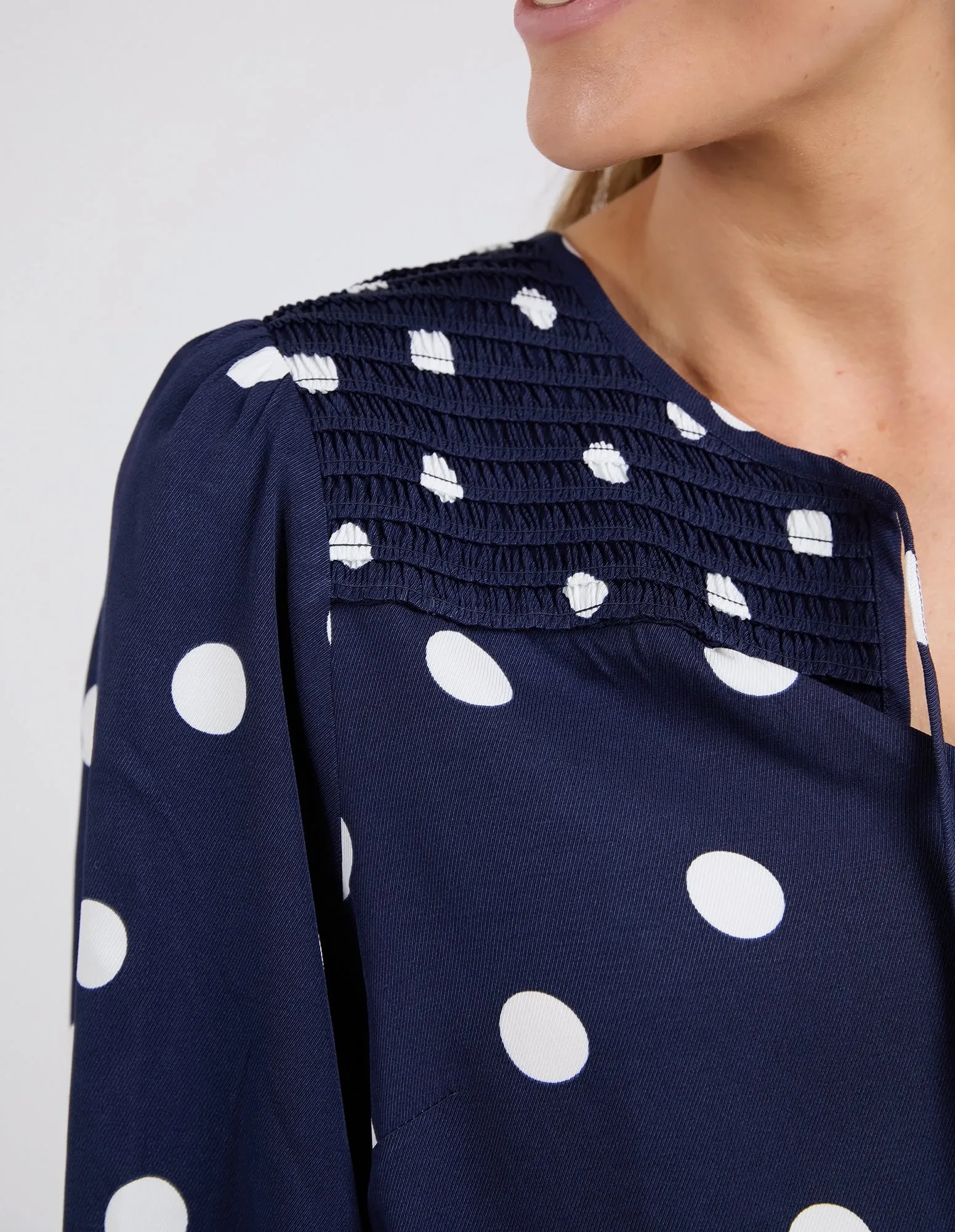 Elm Dotti Blouse Navy Spot Print