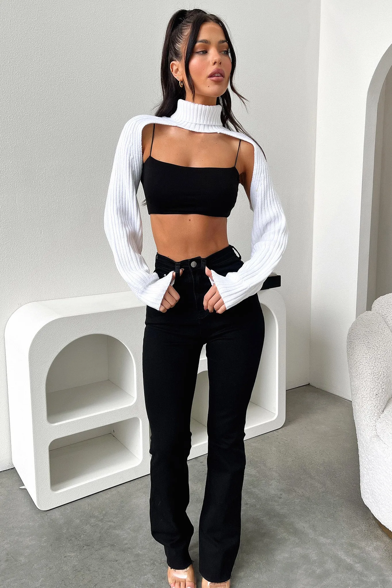 Evie Turtleneck Shrug - White