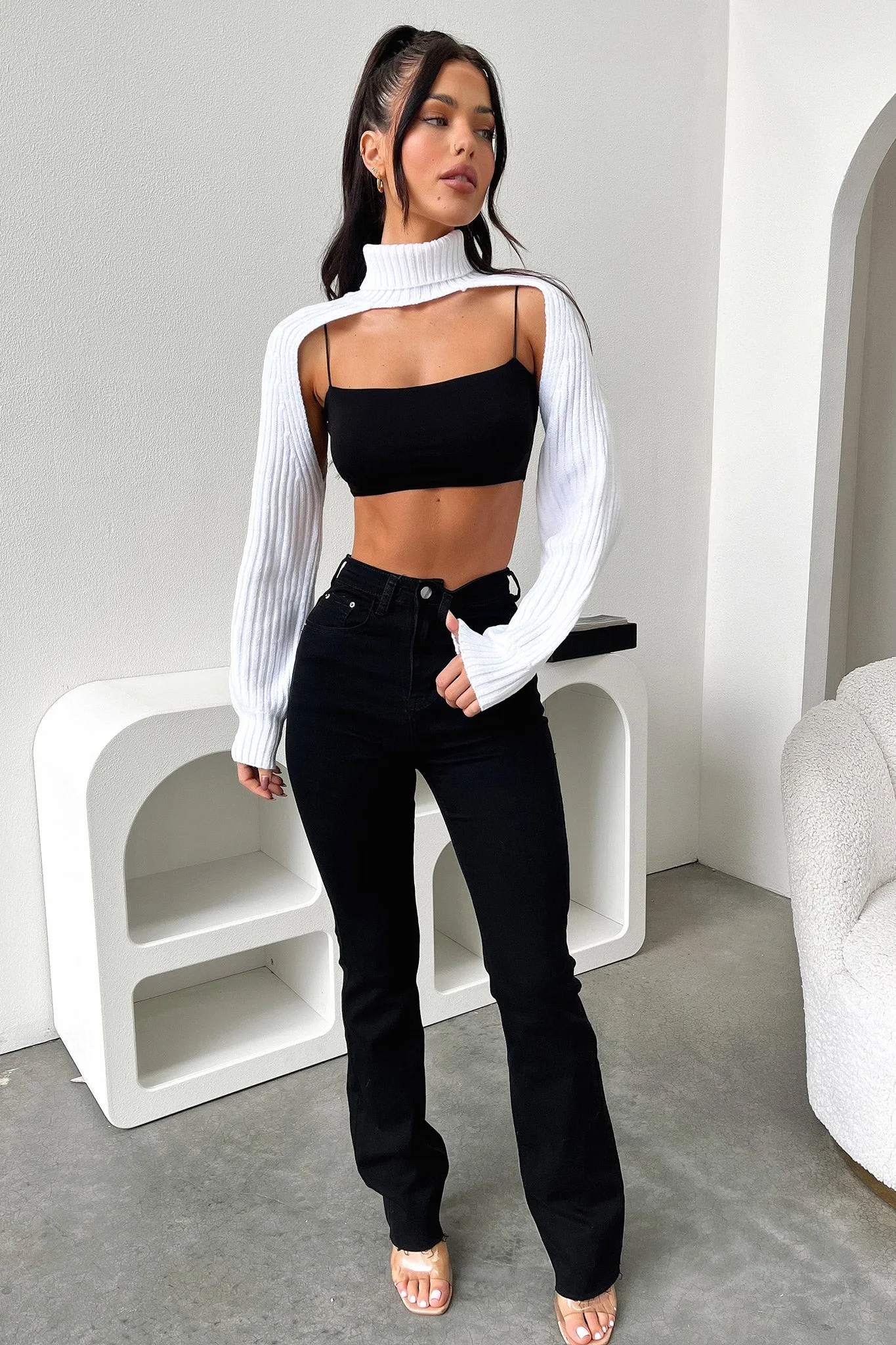 Evie Turtleneck Shrug - White