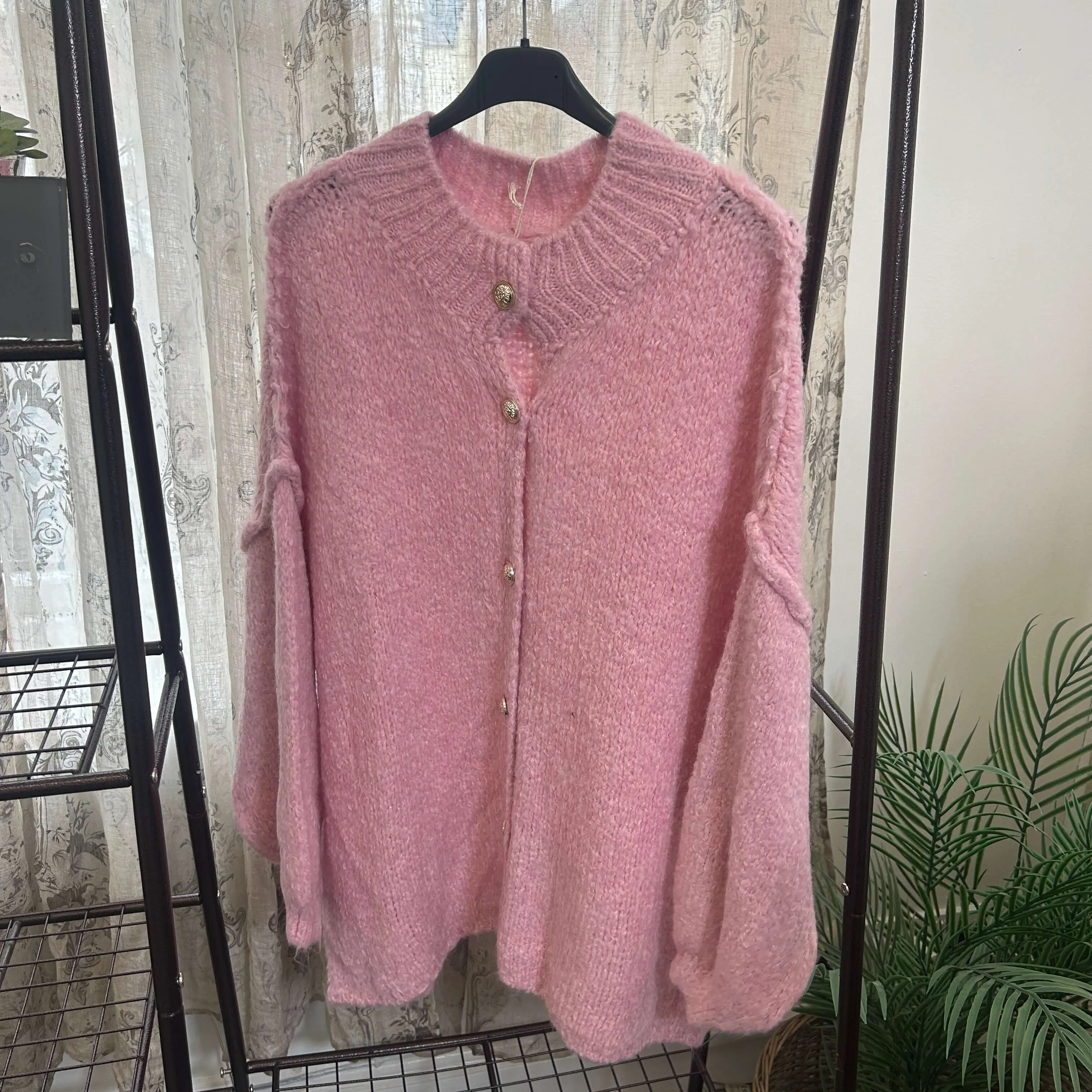 Exposed Seam Bubble Sleeve Cardigan