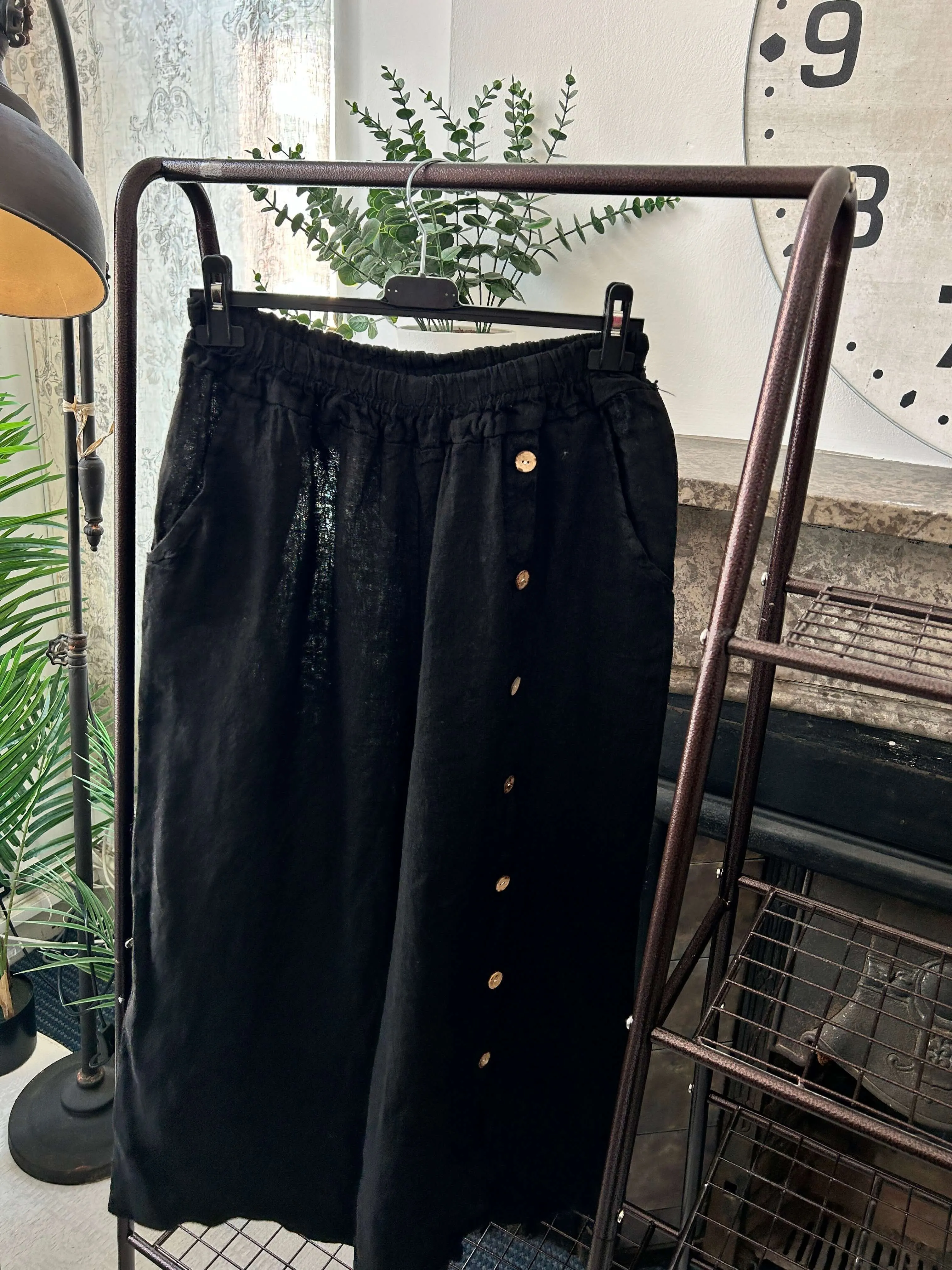 Florence Button Down Wide Leg Linen Trouser