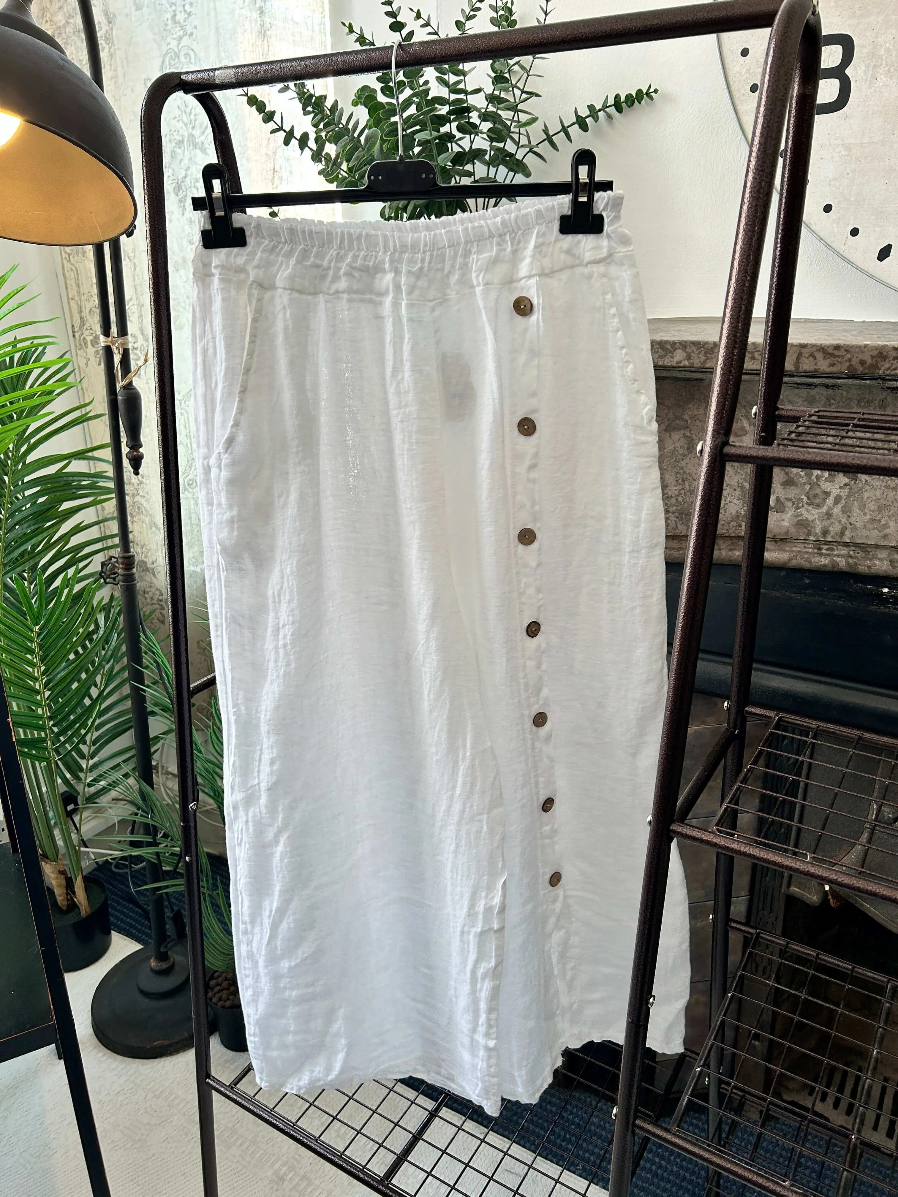 Florence Button Down Wide Leg Linen Trouser