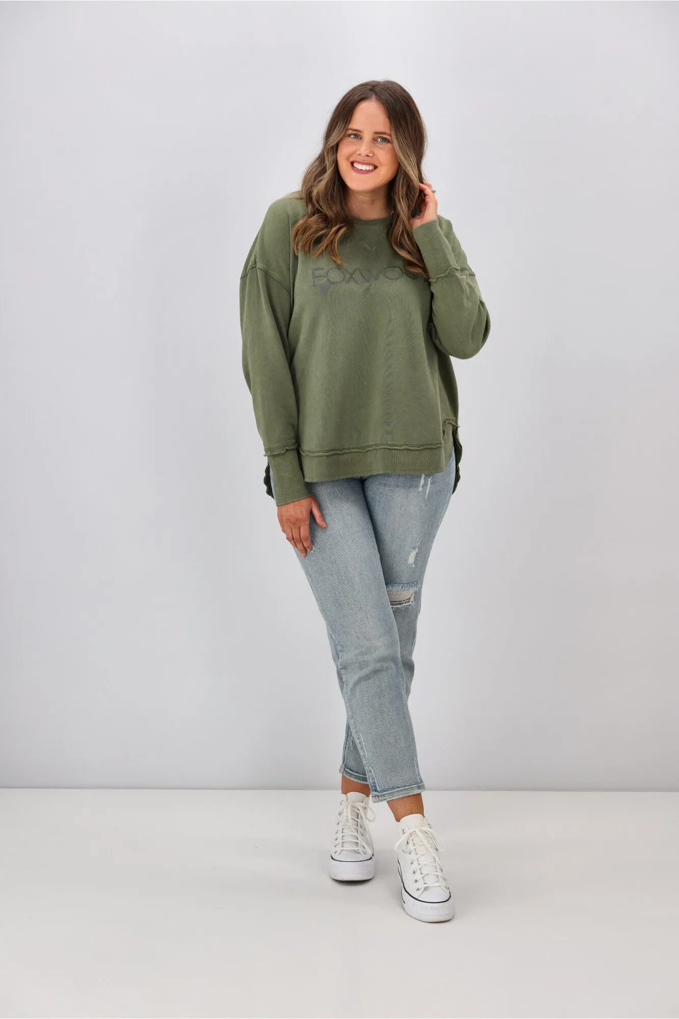 Foxwood Washed Simplified Crew Khaki