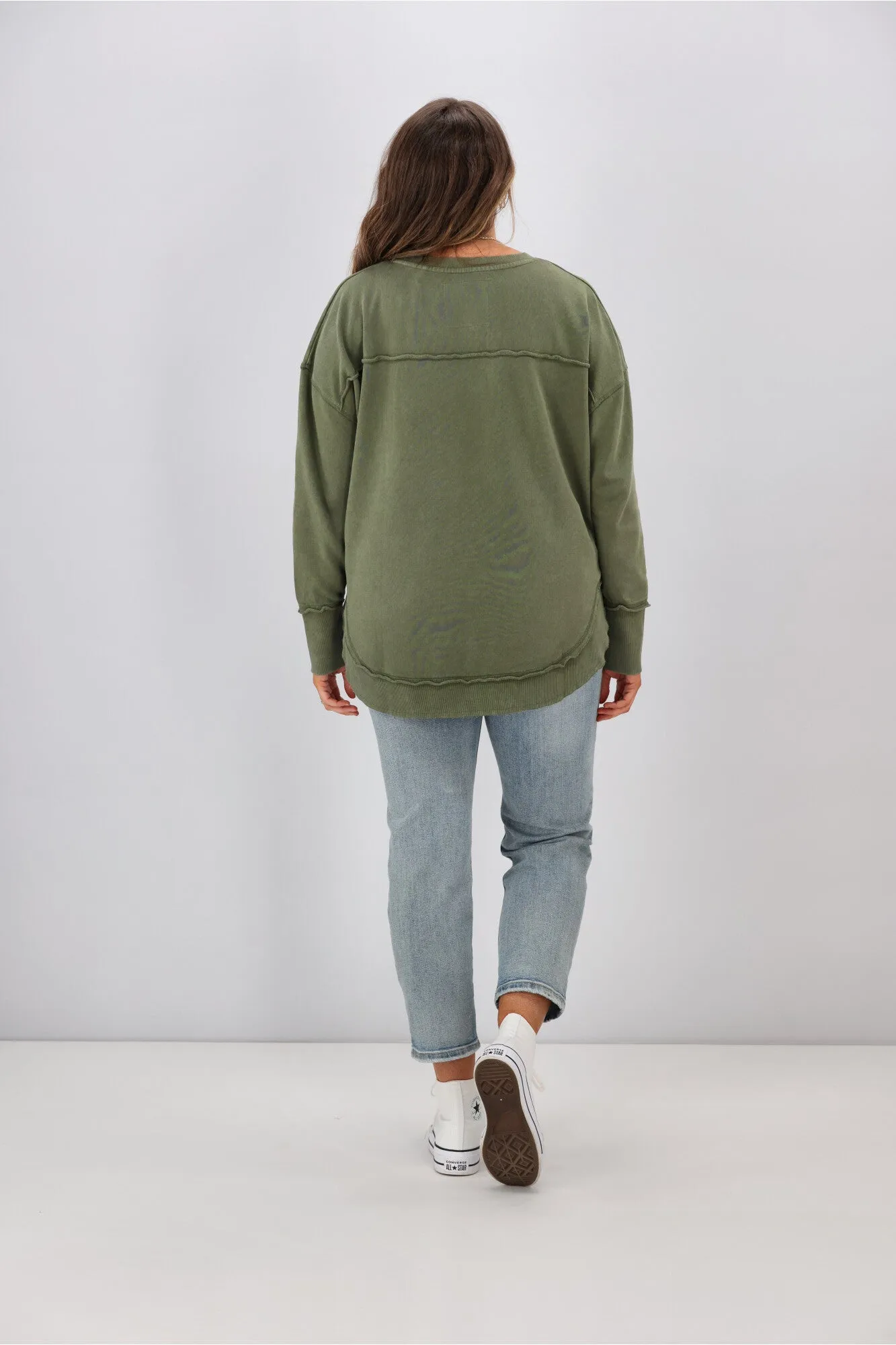 Foxwood Washed Simplified Crew Khaki