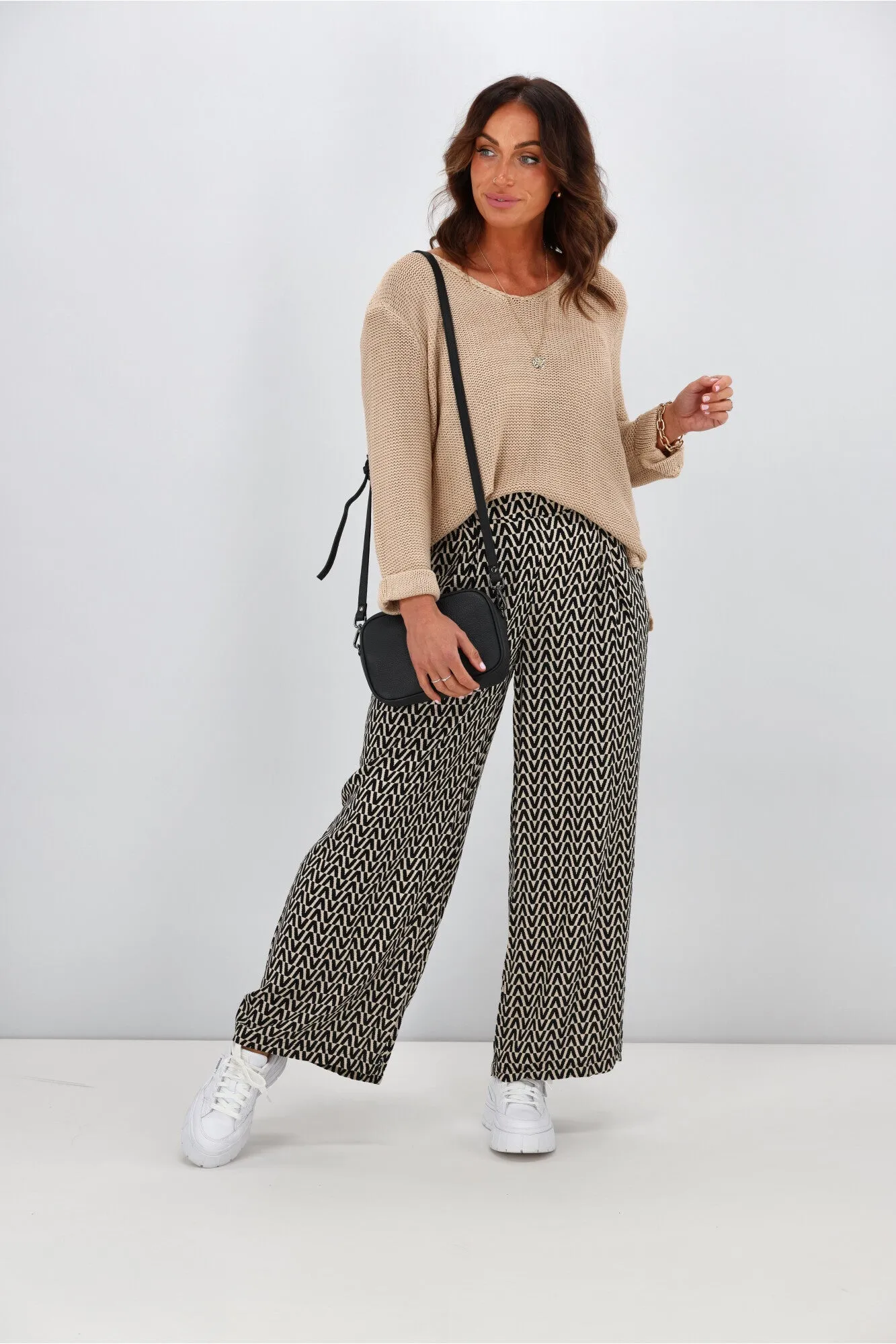 Fria Nova Geometric Print Pant Black