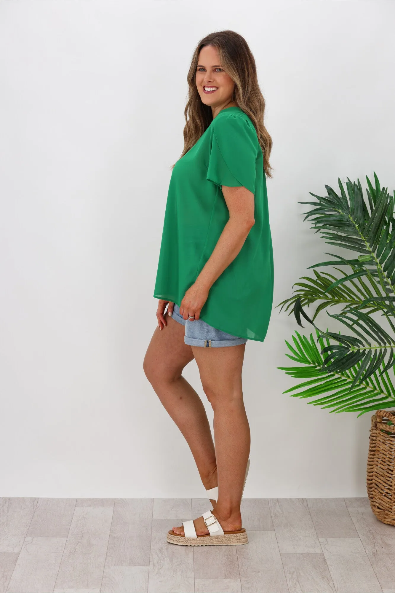 Gloss by Shine On Enya Pleat Back Top Emerald
