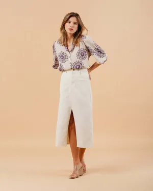 Grace & Mila - Maureen Ecru Denim Skirt