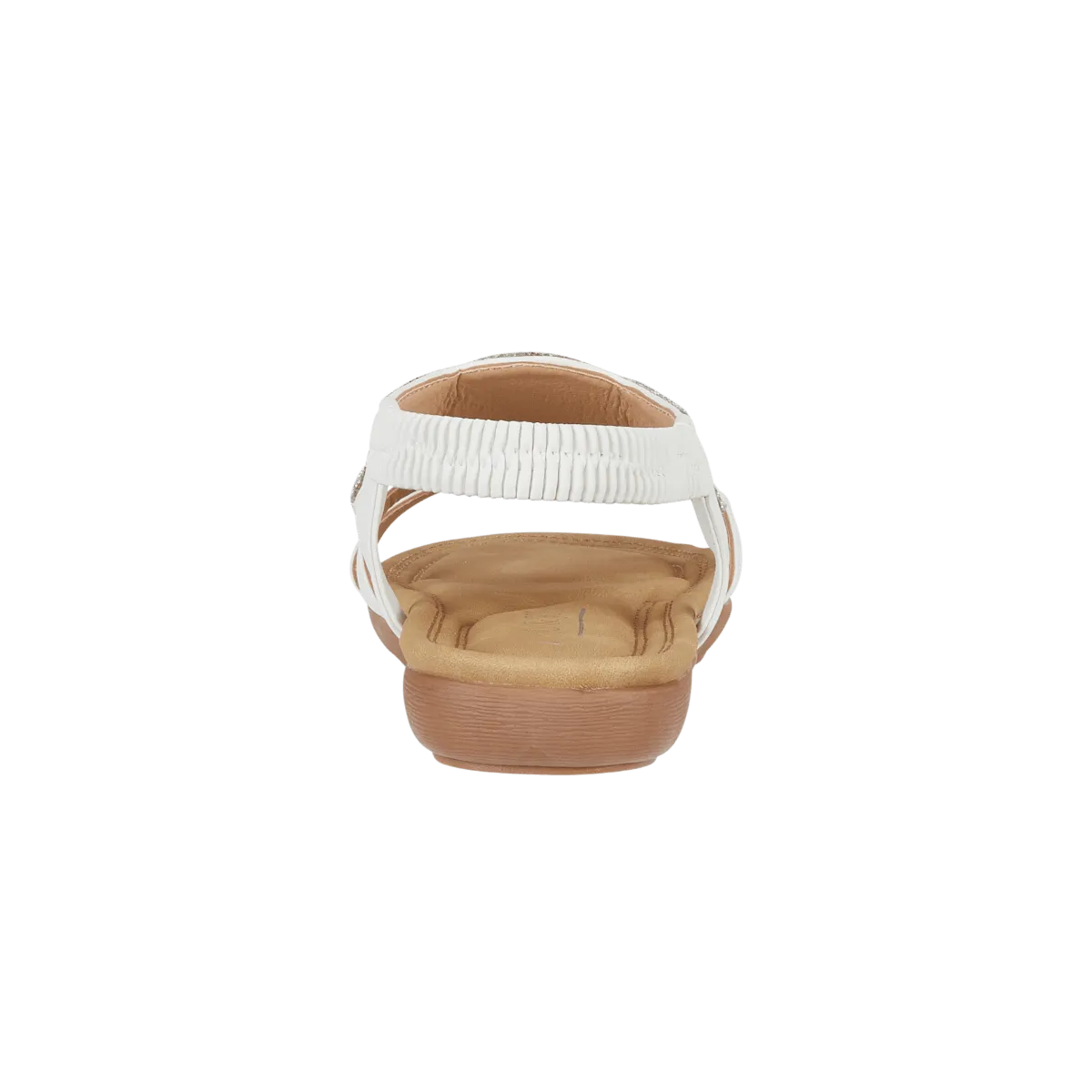 Halcyon Diamante Elasticated Back Sandal - White