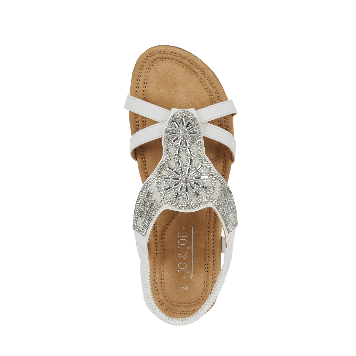 Halcyon Diamante Elasticated Back Sandal - White