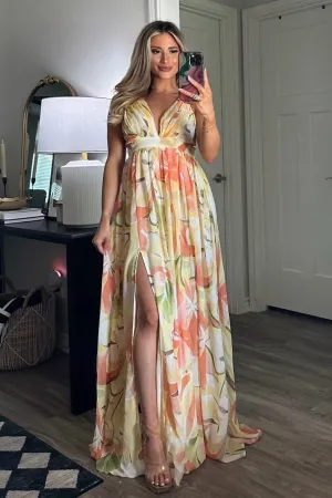 Head in the Clouds Maxi Dress: Yellow Multi