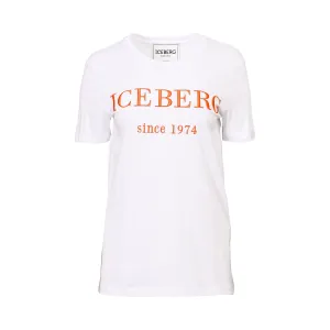Iceberg Women's White Crew Neck T-Shirt with Bold Logo and "Since 1974" Detail