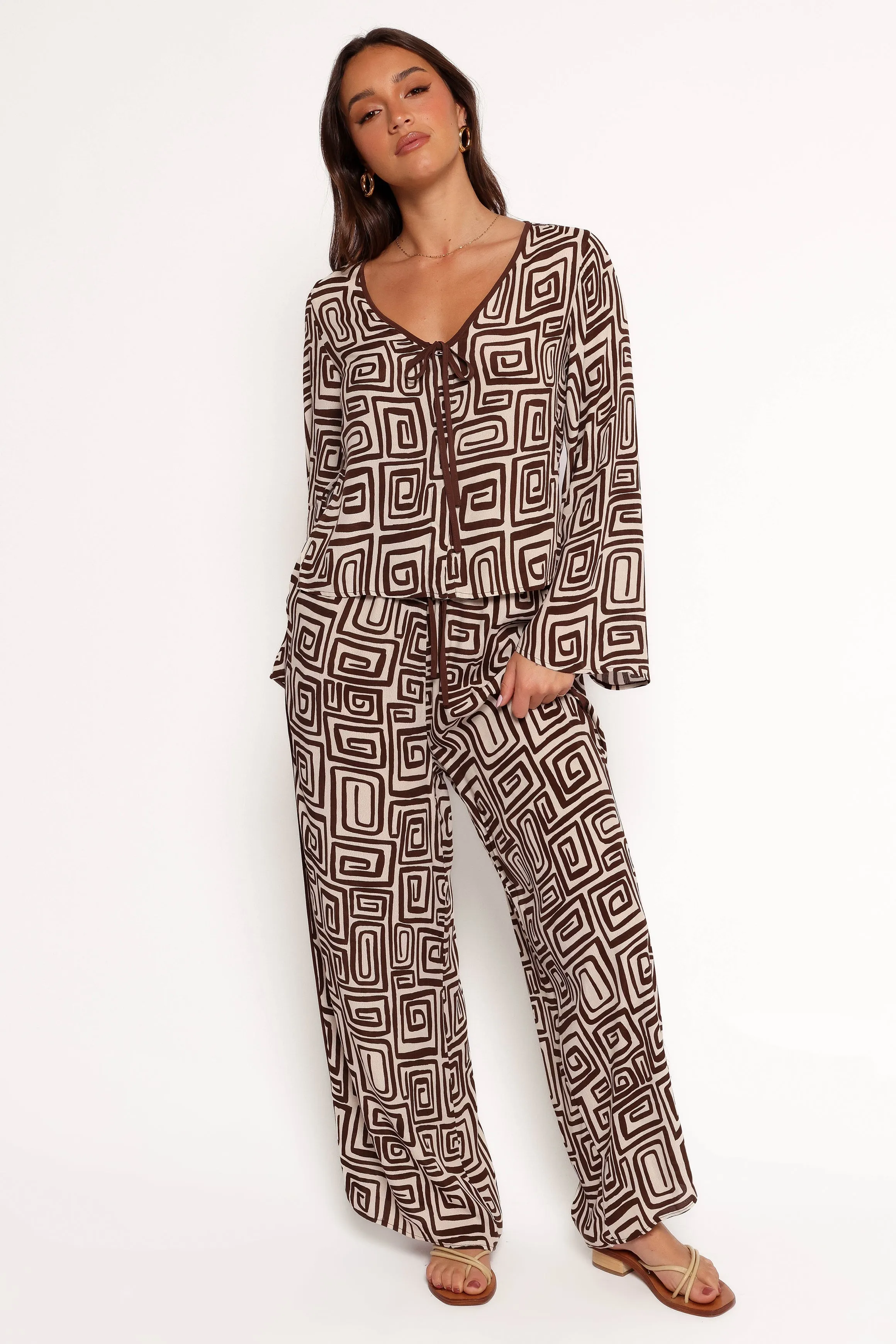 Imogen Top - Chocolate Brown Print