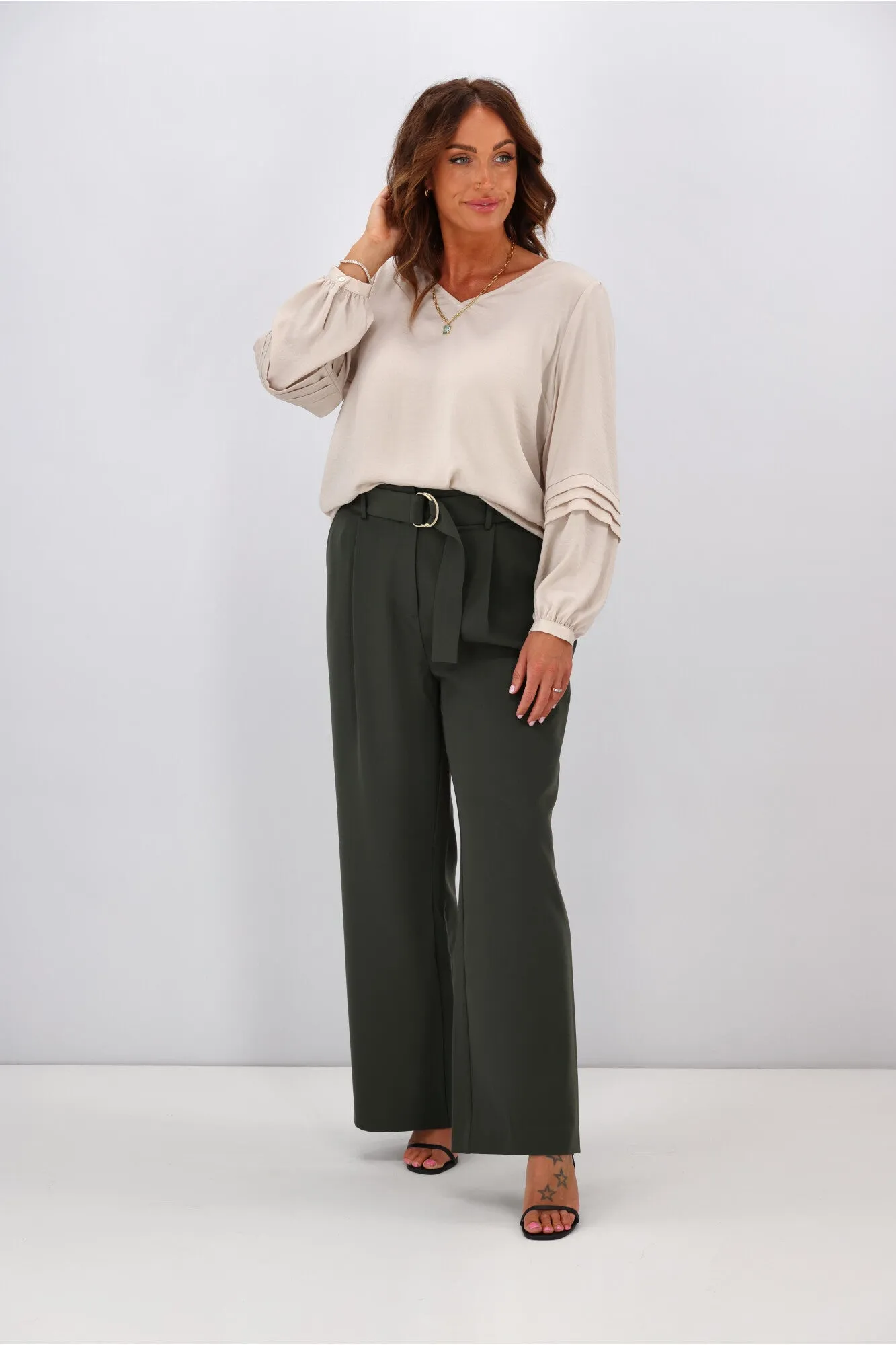 Jane James Cilla Tuck Sleeve Blouse Champagne