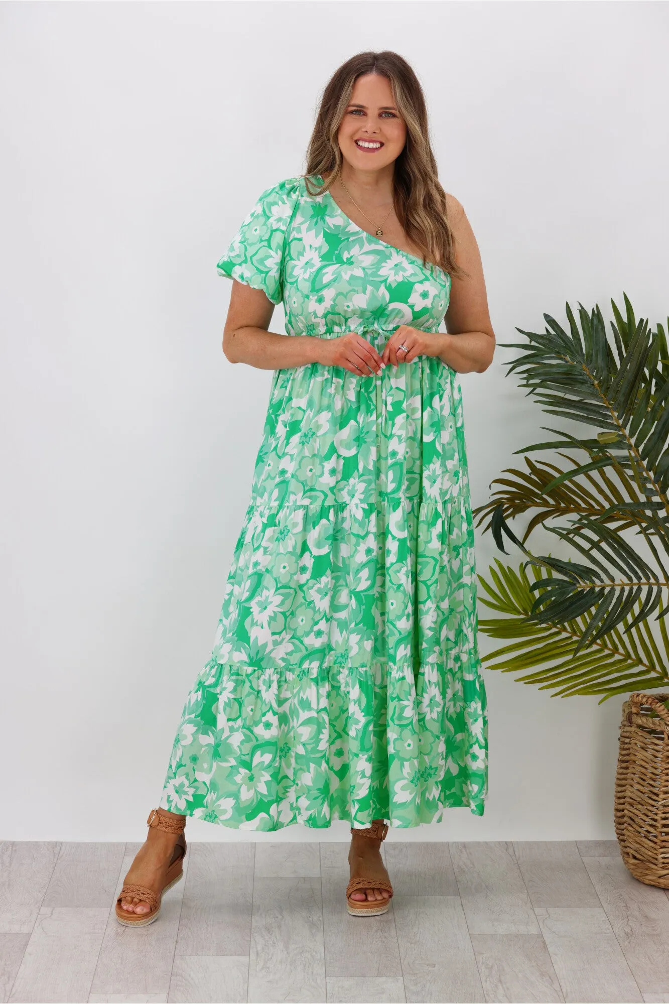 Jar Of Hearts Carita One Shoulder Dress Jade