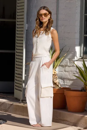 Jersey Knit Open Crochet Cargo Pants