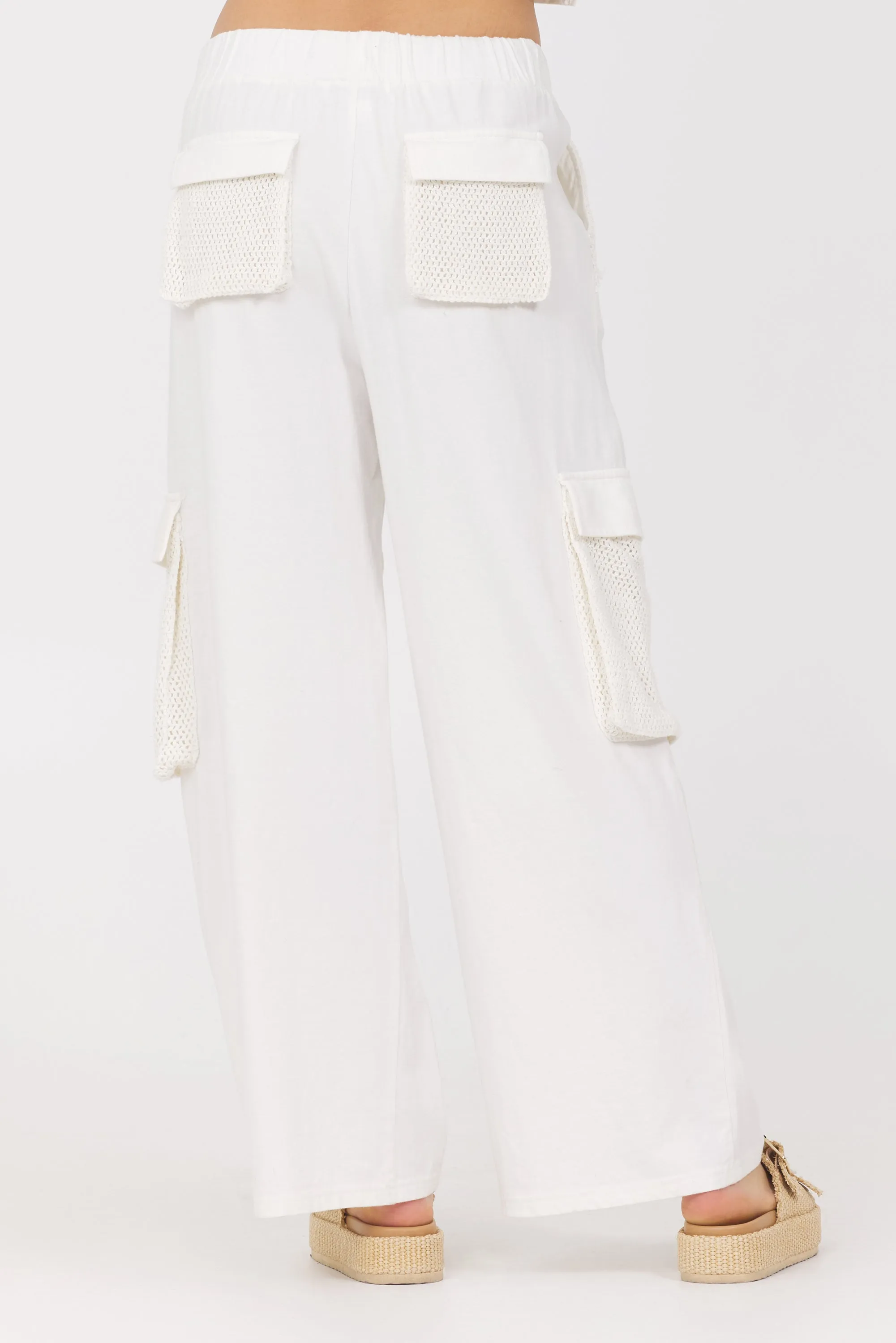 Jersey Knit Open Crochet Cargo Pants