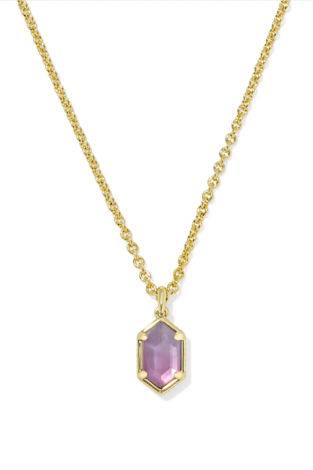 Kendra Scott Hallie Gold Short Pendant Necklace in Purple Watercolor Illusion | 9608873186