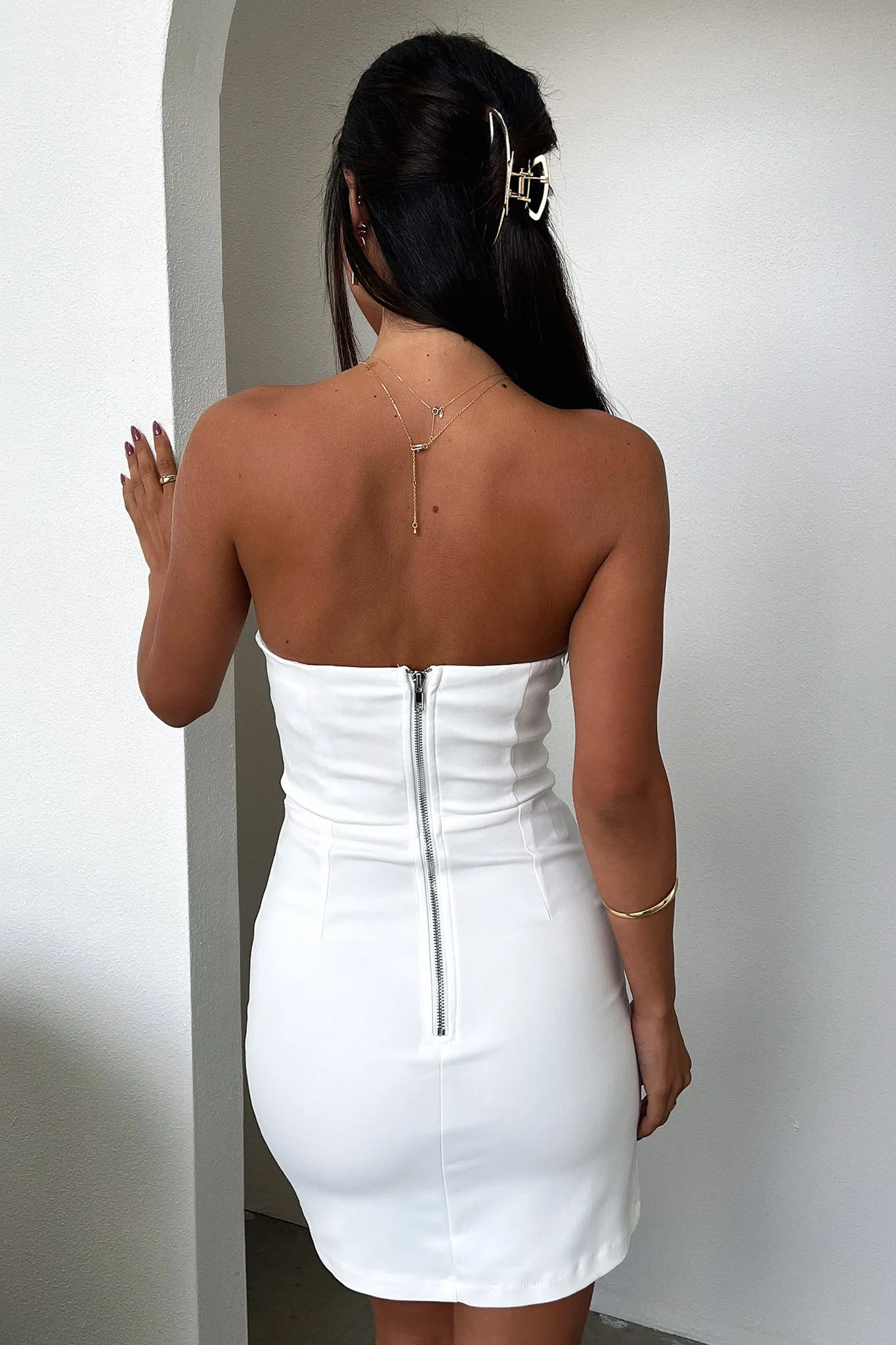 Lane Strapless Mini Dress - White