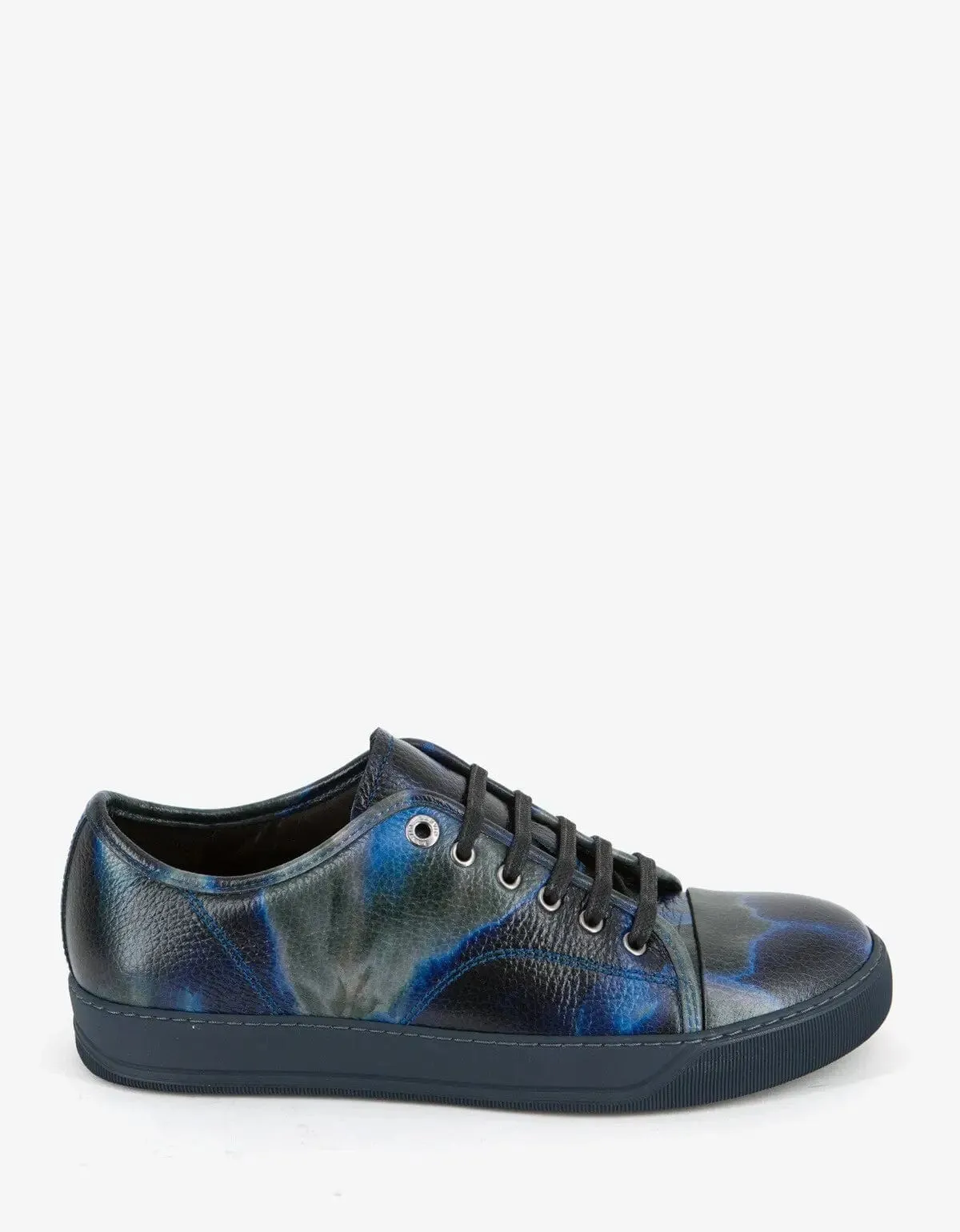 Lanvin Blue Tye & Dye Print Leather Trainers