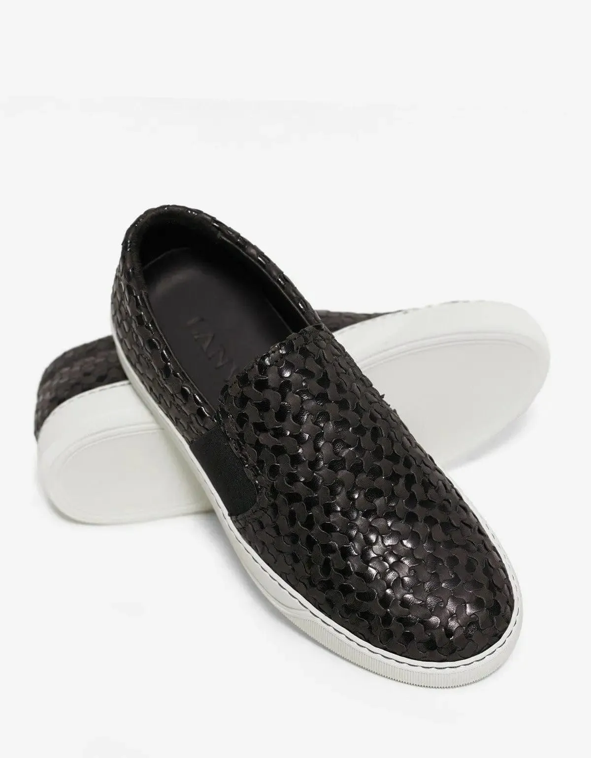 Lanvin Woven Leather Slip On Trainers