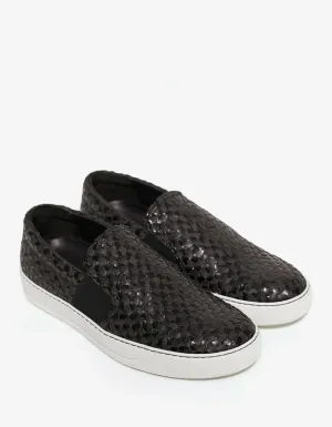 Lanvin Woven Leather Slip On Trainers