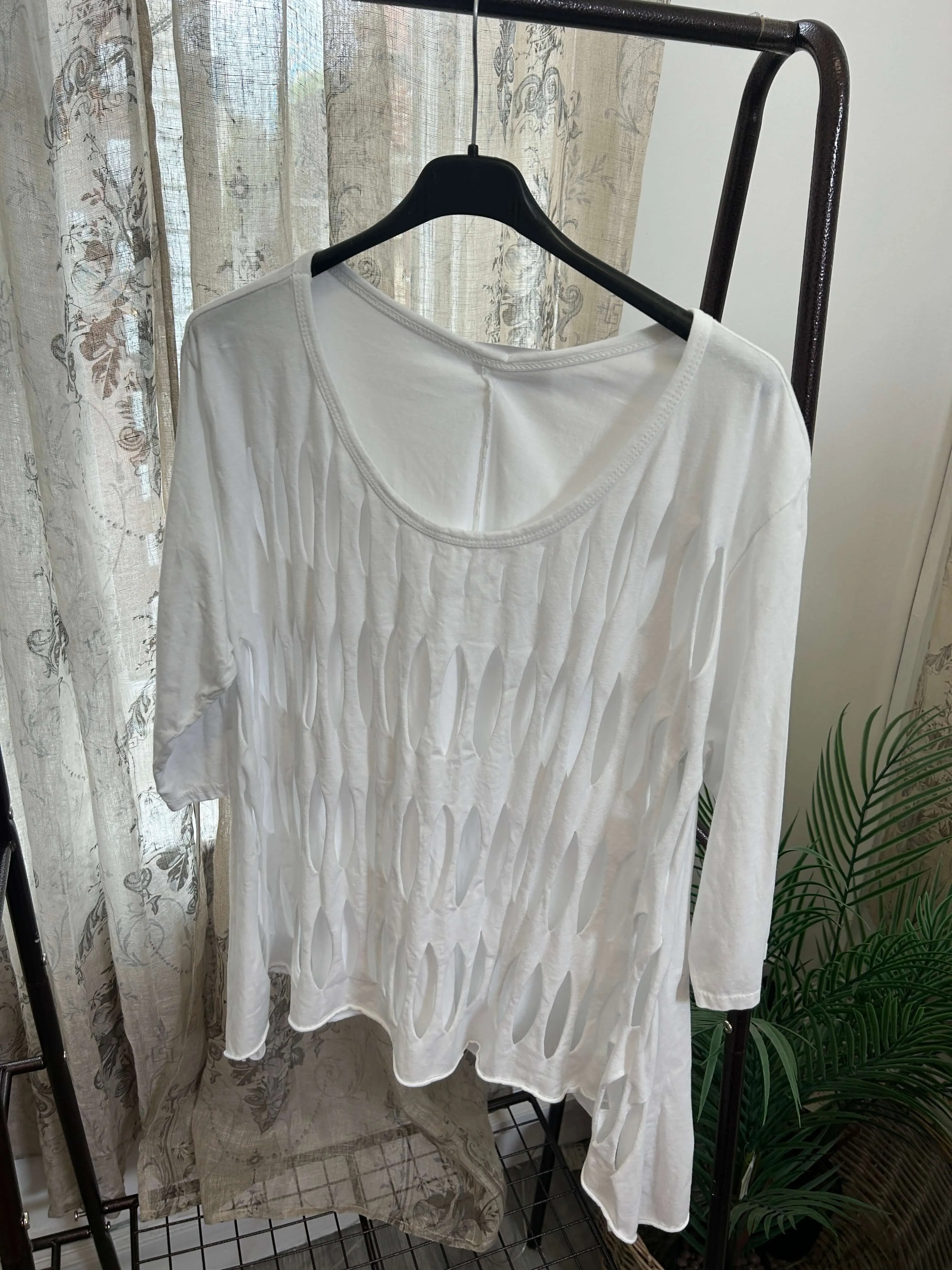 Lazer Cut Detail Layering T-Shirt