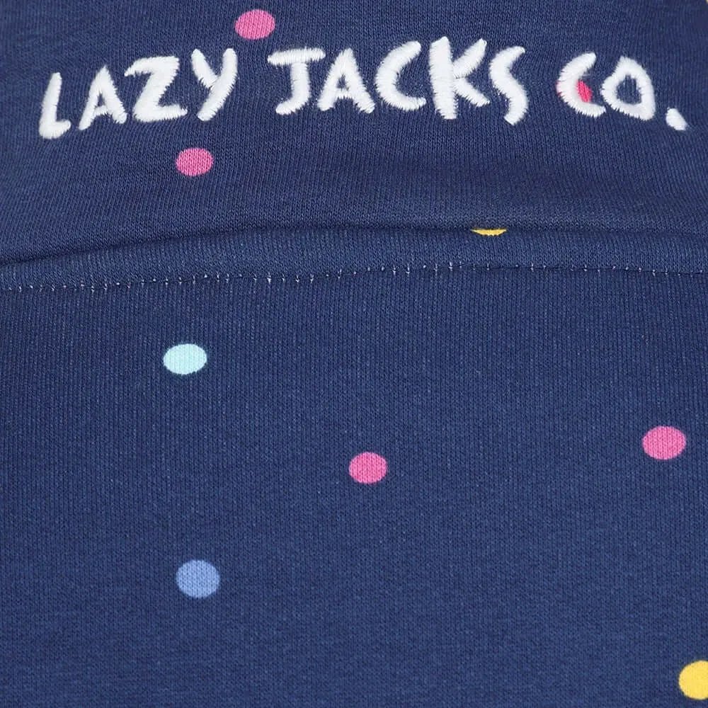 Lazy Jacks Ladies Button Neck Sweatshirt - Polka Dot Twilight