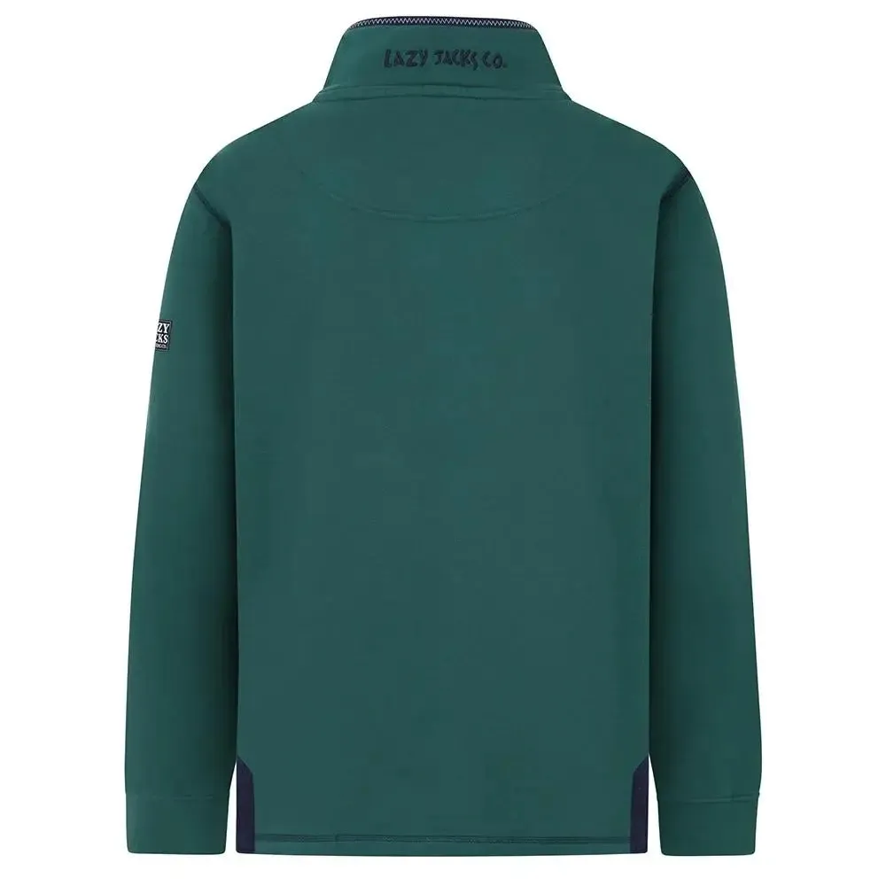 Lazy Jacks Mens 1/4 Zip Striped Sweatshirt - Forest