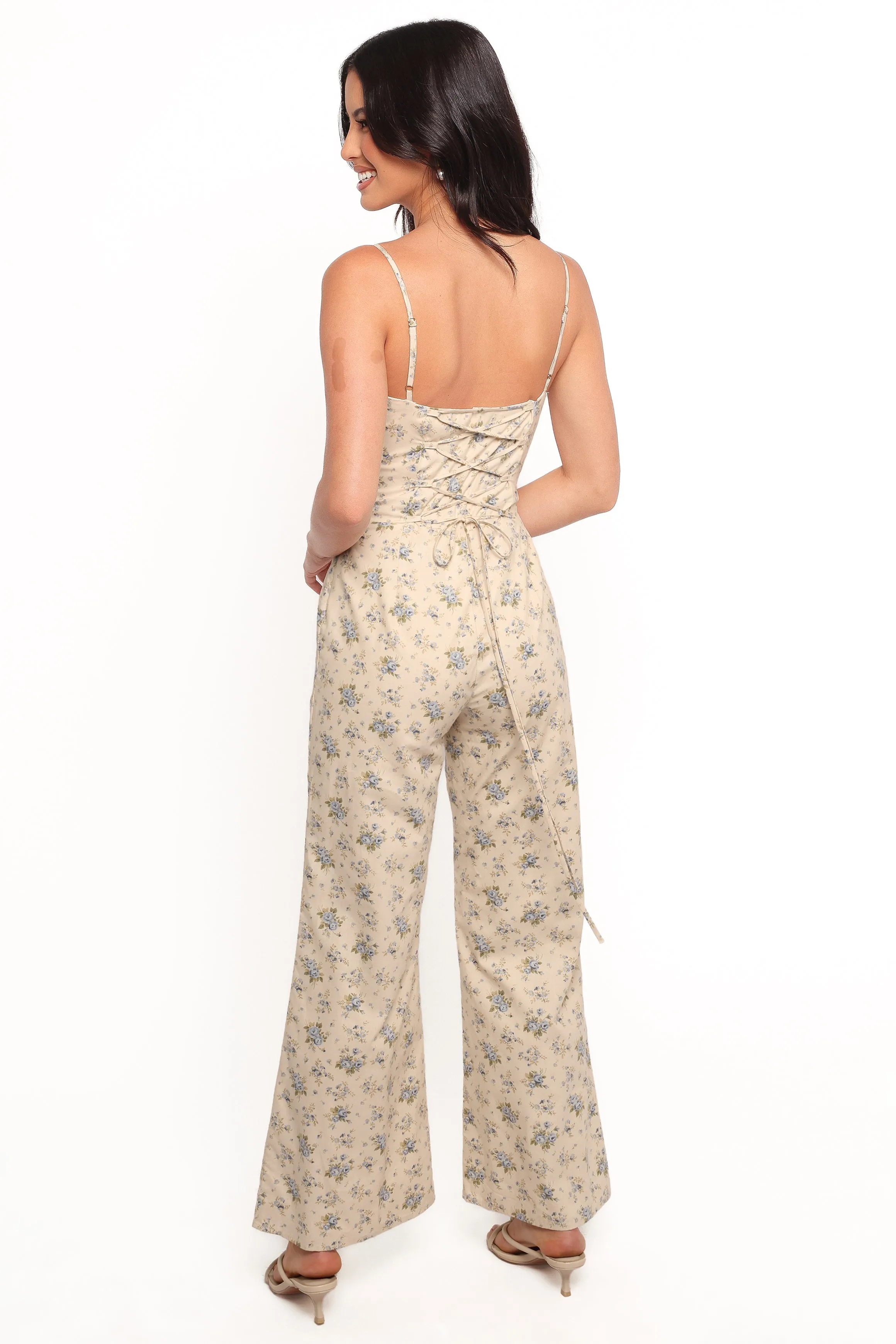 Lemie Corset Jumpsuit - Blue Floral