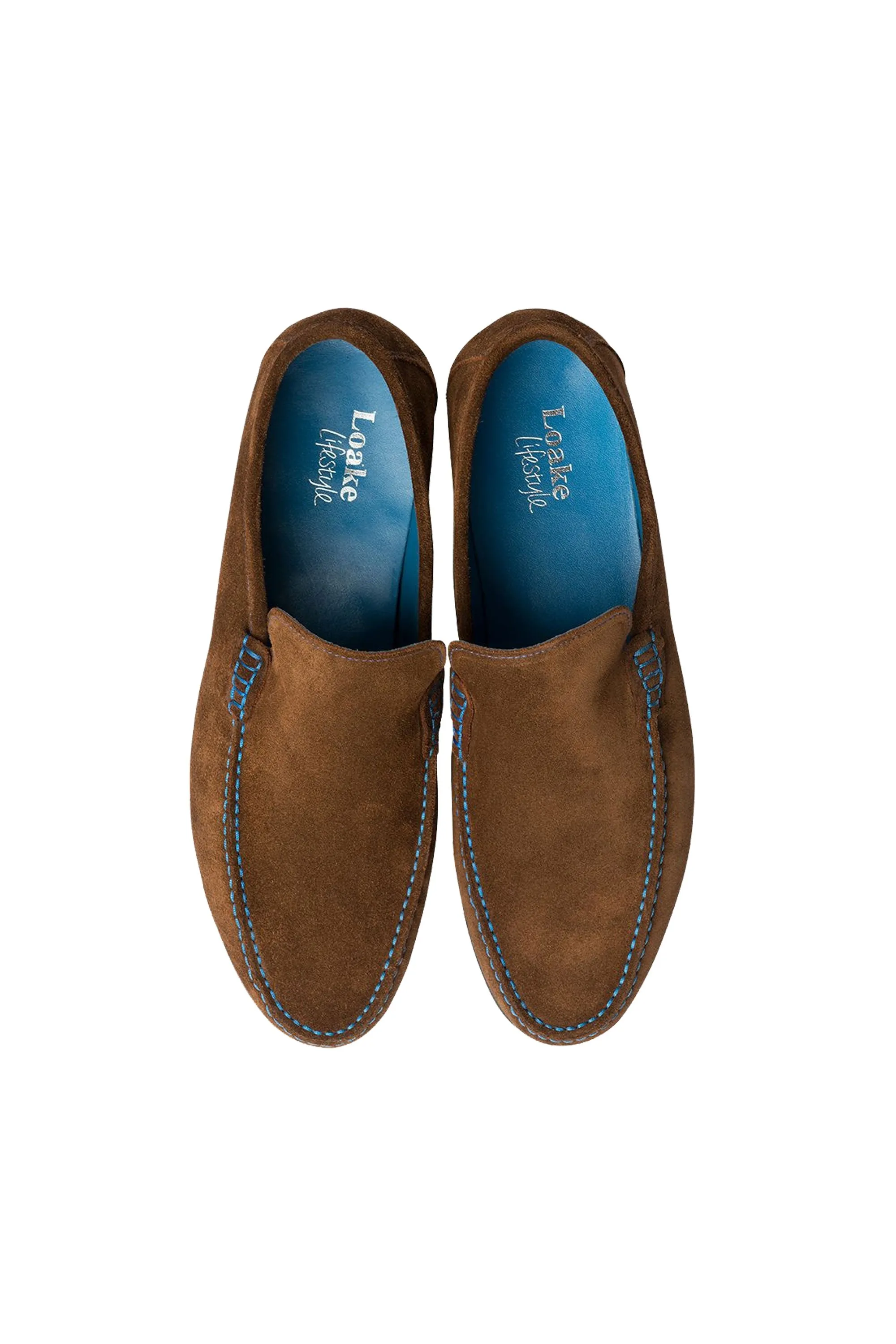 Loake Nicholson Suede Moccasin Shoes Dark Brown