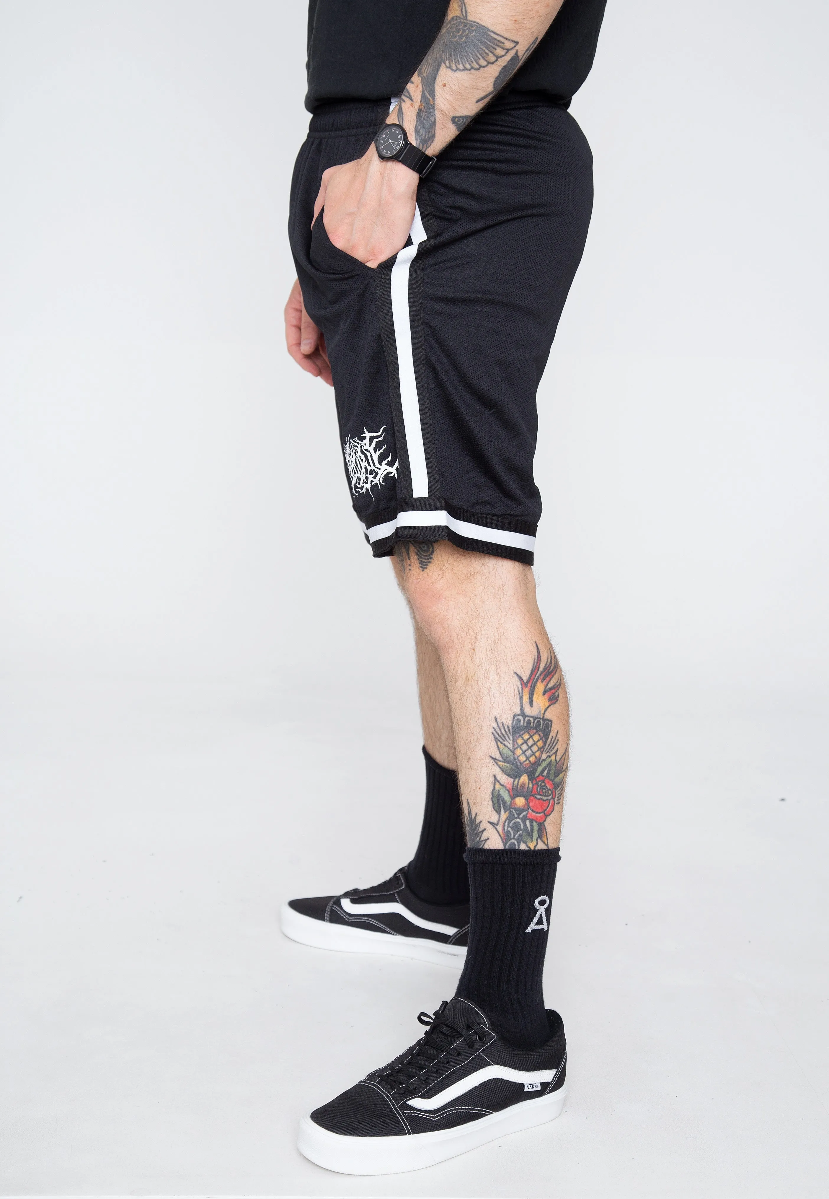 Lorna Shore - Logo White Striped - Shorts
