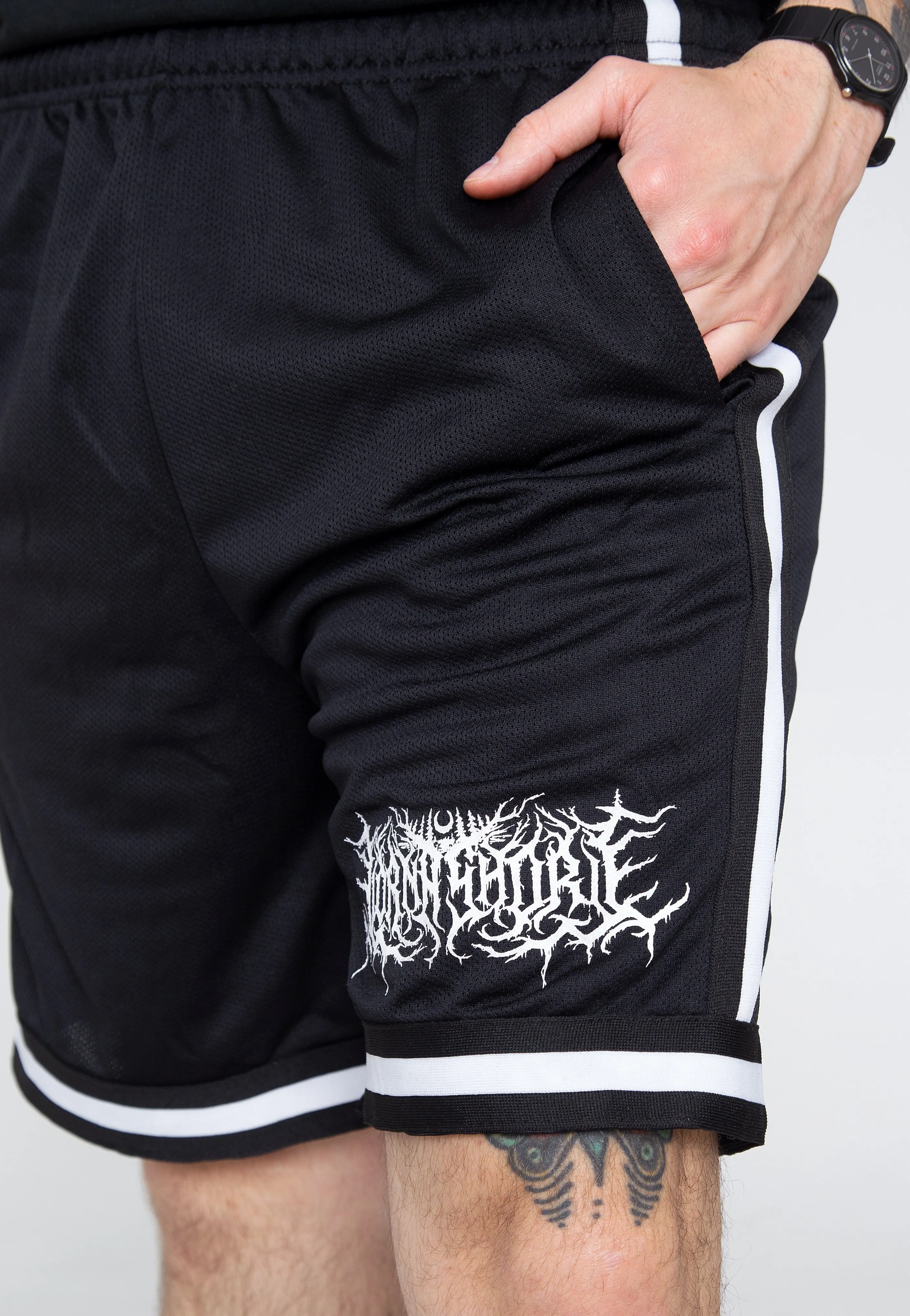 Lorna Shore - Logo White Striped - Shorts