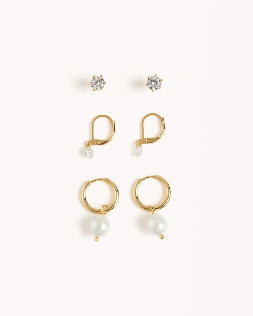 MAEVE 3 PACK EARRINGS - GOLD PLATED 18K