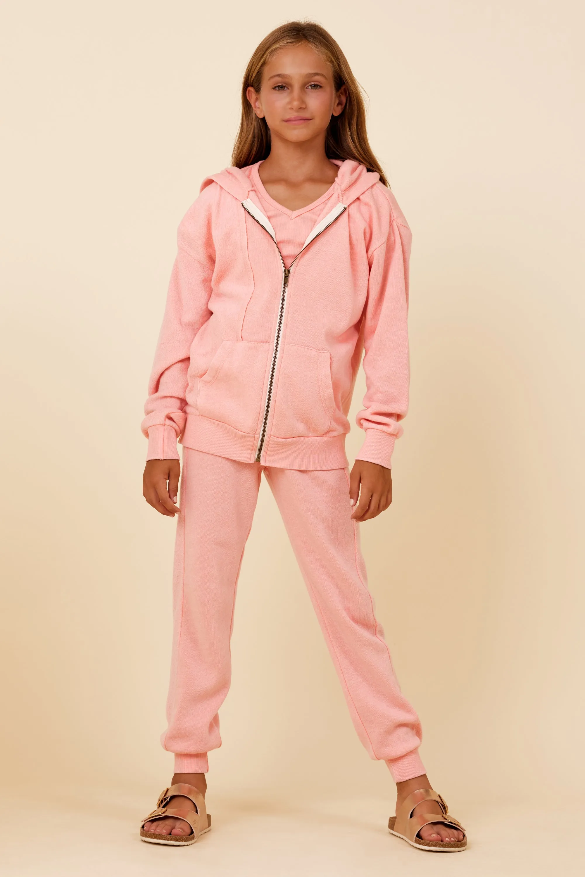 Misty Coral New Burnout Zip Hoodie