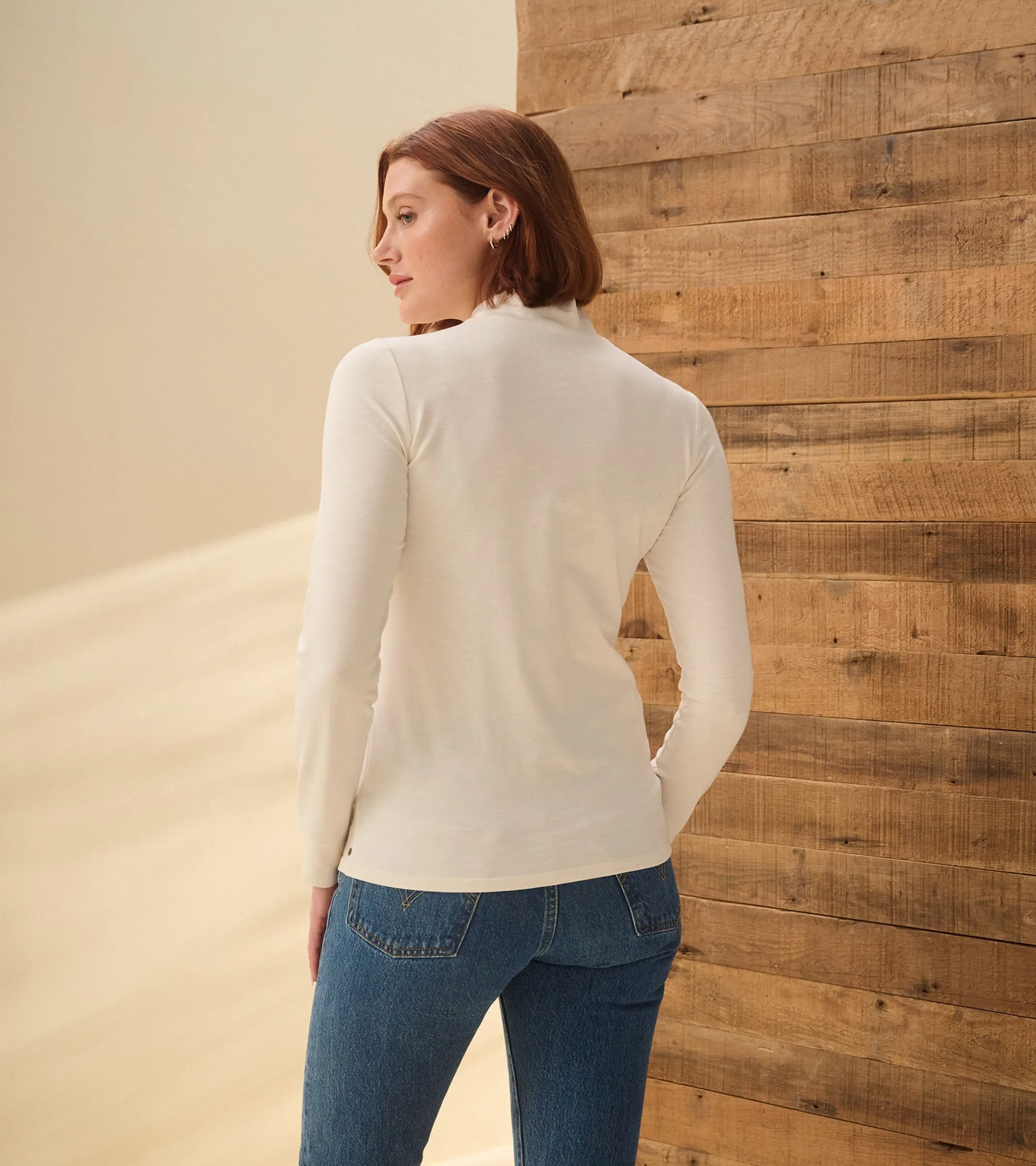 Mock Neck Top - Cream White -Hatley