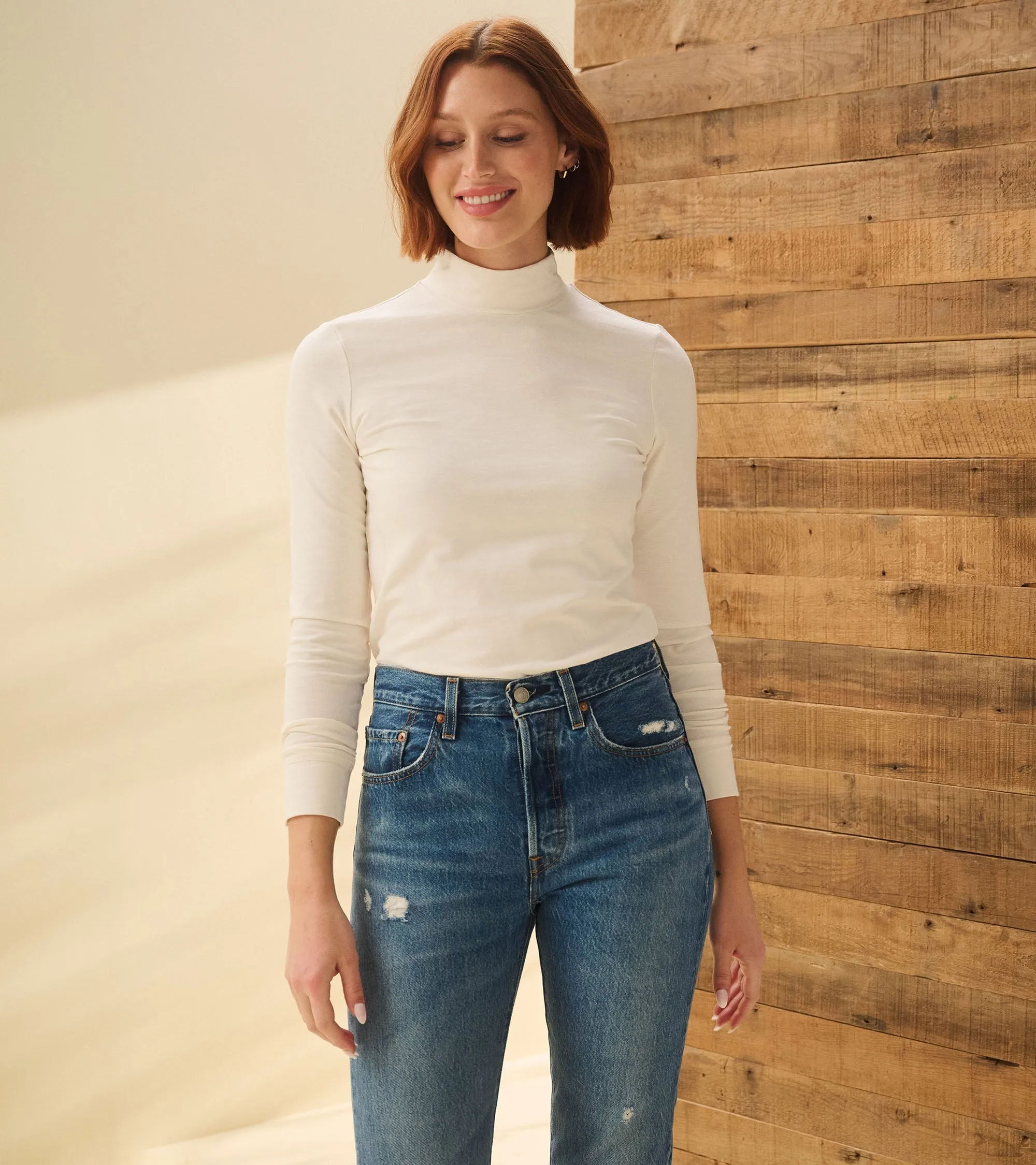 Mock Neck Top - Cream White -Hatley