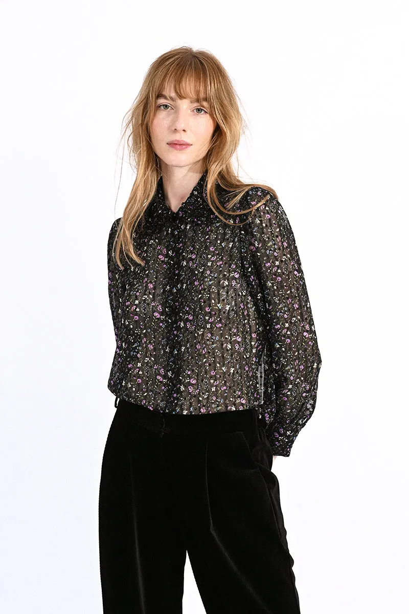 Molly Bracken Woven Button Blouse Black Elise
