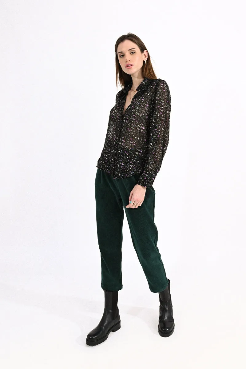 Molly Bracken Woven Button Blouse Black Elise