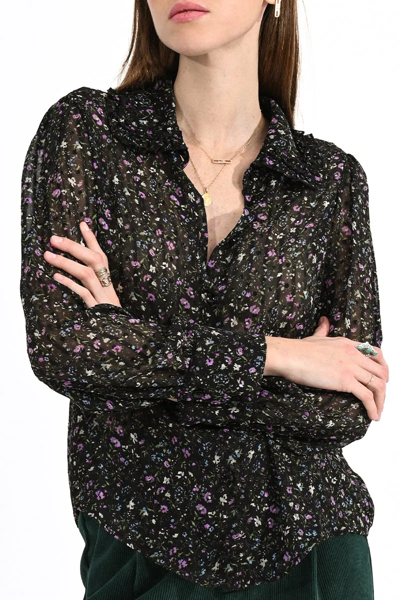Molly Bracken Woven Button Blouse Black Elise