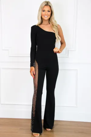 Nash-Vegas One Shoulder Jumpsuit: Black