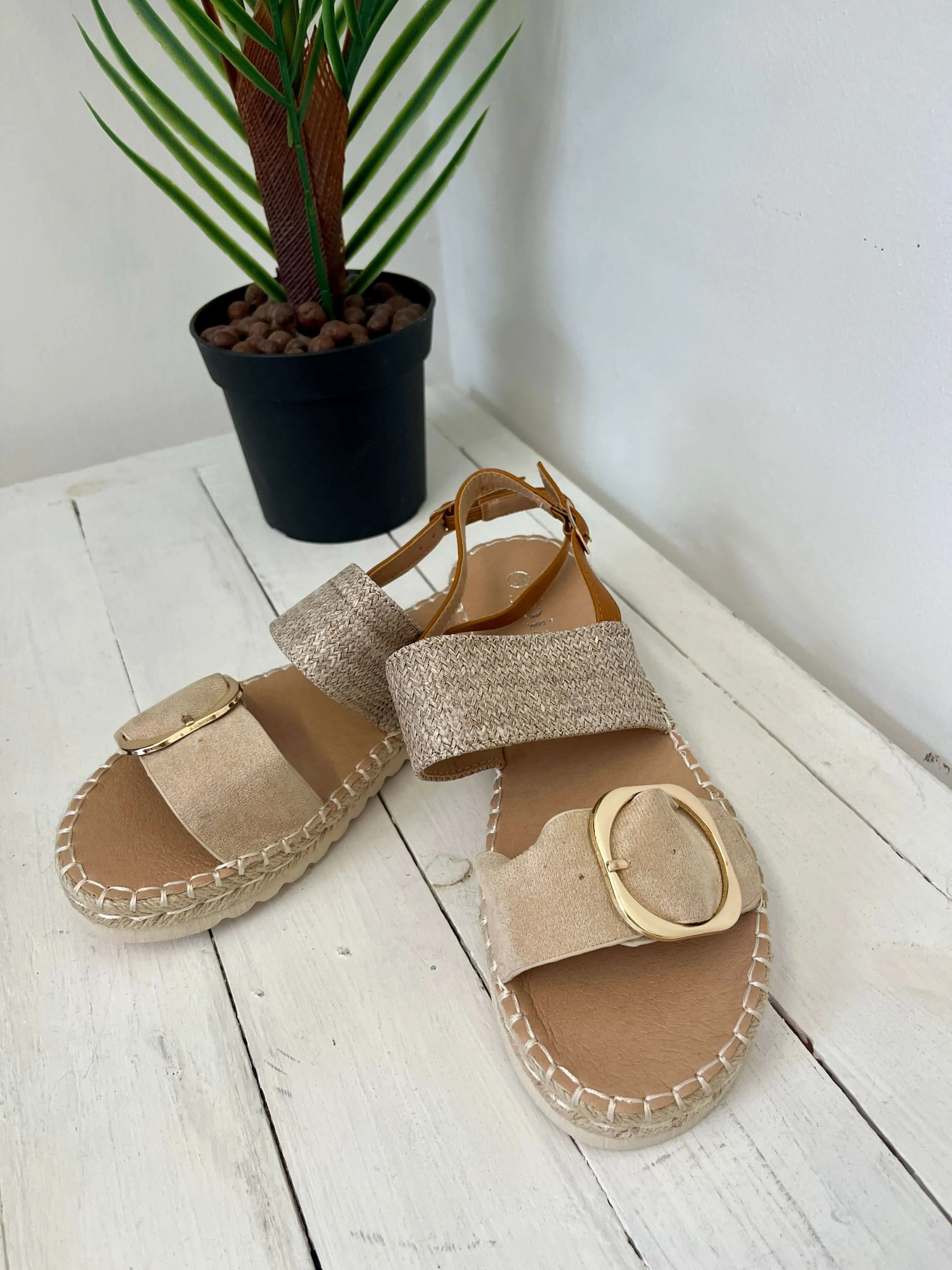 Natalia Buckle Detail Espadrille Sandal