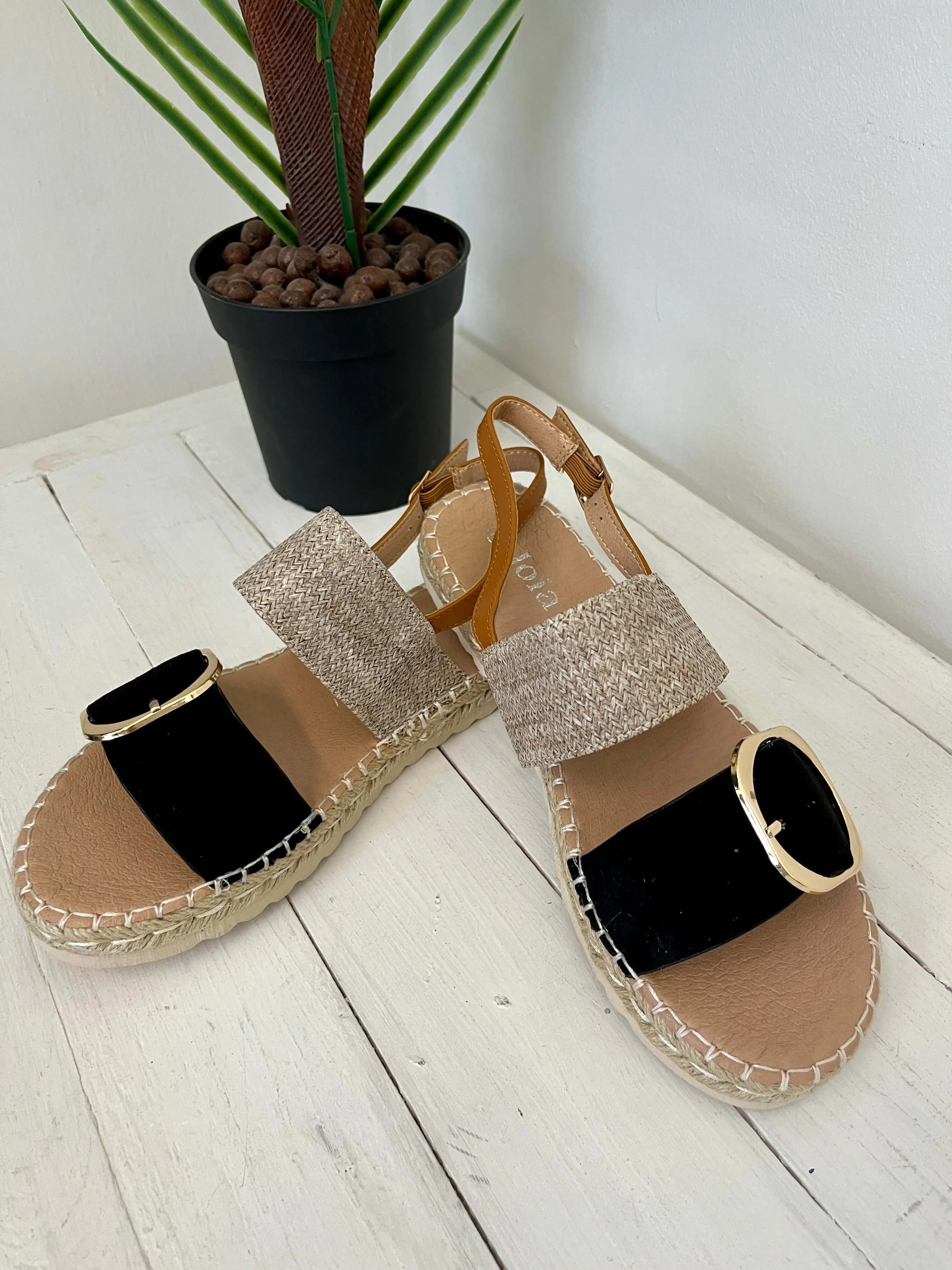 Natalia Buckle Detail Espadrille Sandal
