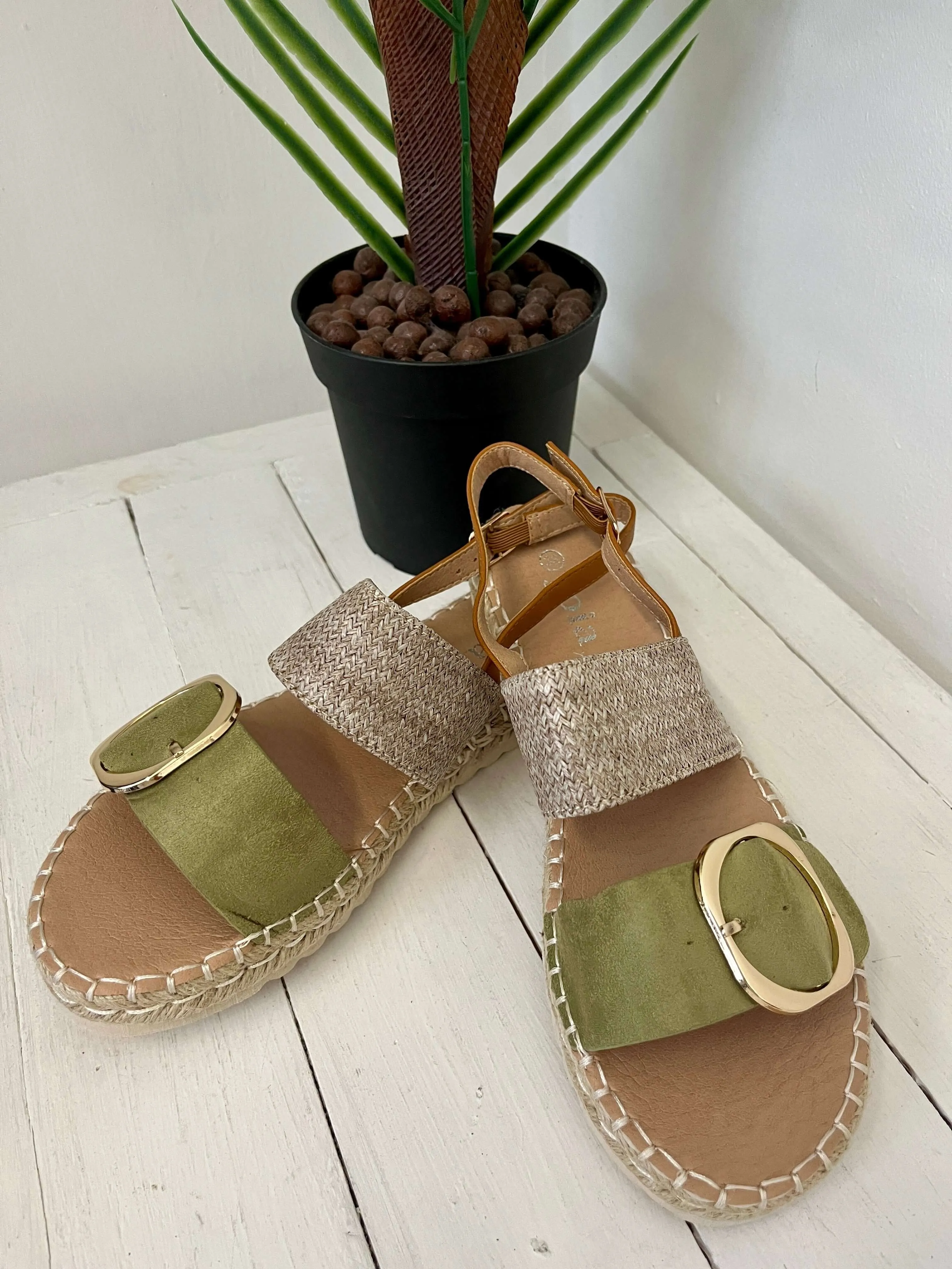 Natalia Buckle Detail Espadrille Sandal