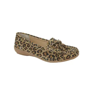 Nautical Real Leather Loafer - Leopard