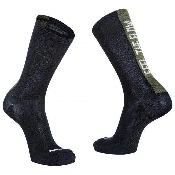 Northwave Feel the Flow Men's Cycling Socks (Black/Forest Green)