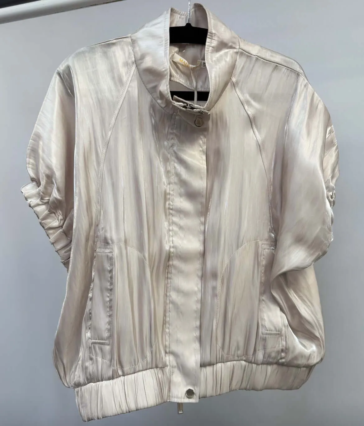 Oyster Short Sleeve Sateen Bomber Style Jacket