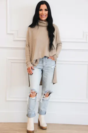 Plain and Simple Oversized Thermal Sweater: Khaki