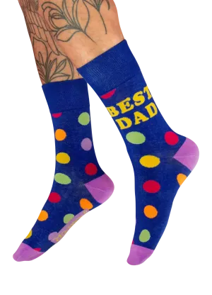 Powder Design Men's Socks - Best Dad Polka Dot Navy