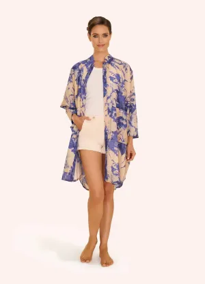 Powder Design Oversized Shirt Dress - China Blue Blooms