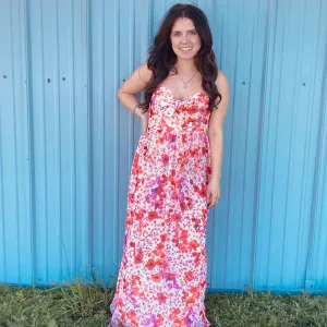 Pretty Follies Women's Red Floral Sleeveless Dress